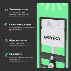 Система инсталляции для унитазов EWRIKA ProLT 0026-2020 с кнопкой смыва 0051 хром