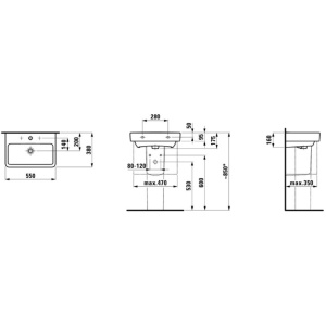 Купить Раковина подвесная Laufen Pro S 55 8.1895.8.000.104.1 белая в Москве с доставкой Раковина подвесная Laufen Pro S 55 8.1895.8.000.104.1 белая