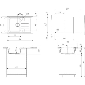 Купить Мойка кухонная Ulgran Quartz Gerda 780 бетон в Москве с доставкой Мойка кухонная Ulgran Quartz Gerda 780 бетон
