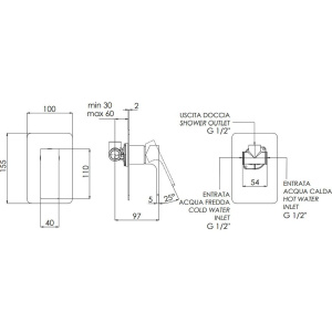 Смеситель для душа Remer Absolute AU30NO черный матовый, С ВНУТРЕННЕЙ ЧАСТЬЮ