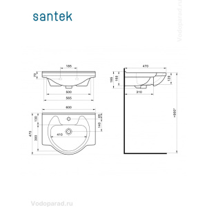 Купить Умывальник мебельный Santek Байкал 60 1.WH10.9.652 белый в Москве с доставкой Умывальник мебельный Santek Байкал 60 1.WH10.9.652 белый