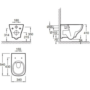 Комплект унитаз с инсталляцией, кнопкой и сиденьем Jacob Delafon Struktura EDE103-BL