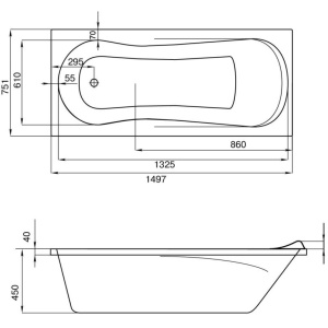 Акриловая ванна Santek Каледония 150х75 1.WH30.2.383