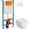 Комплект Унитаз подвесной VitrA Shift 7742B003-0075 белый глянцевый + Крышка DIWO Шифт 0405 с микролифтом + Инсталляция V-Fix Core + Кнопка Root Square 740-2300 белая глянцевая