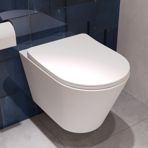 Унитаз подвесной Aqueduto Cone CON0120 безободковый, с микролифтом, белый матовый