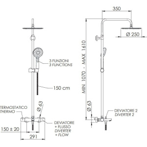 Купить Душевая стойка Remer Elegance EQ34A8MPUFM25G в Москве с доставкой Душевая стойка Remer Elegance EQ34A8MPUFM25G
