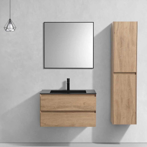 Тумба с раковиной Vincea Luka 80 2 ящика, натуральный дуб