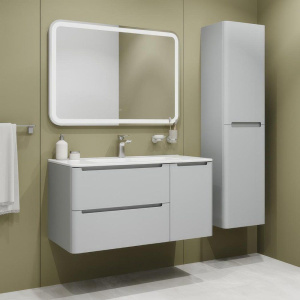 Купить Тумба с раковиной IDDIS Edifice 100 подвесная, светло-серая в Москве с доставкой Тумба с раковиной IDDIS Edifice 100 подвесная, светло-серая