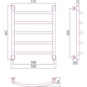 Полотенцесушитель водяной Сунержа Галант + 60x50