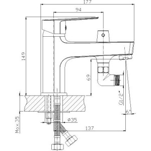 Смеситель на борт ванны Rossinka S S35-38