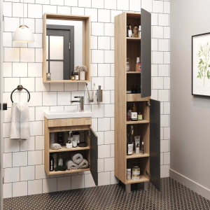 Мебель для ванной комнаты Onika Милтон 45 подвесная, серая, дуб сонома