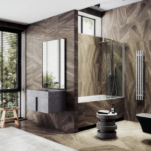 Шторка на ванну Maybahglass MGV-598-5 60x140, профиль матовый хром, стекло прозрачное