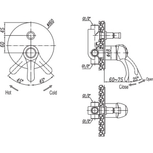 Смеситель для ванны с душем Cezares Lira VDIM-03 С ВНУТРЕННЕЙ ЧАСТЬЮ