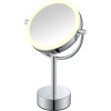 Косметическое зеркало Java S-M221 с подсветкой, двухстороннее, поворотное, хром