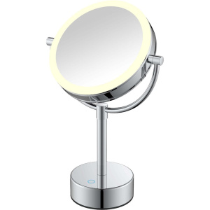 Косметическое зеркало Java S-M221 с подсветкой, двухстороннее, поворотное, хром
