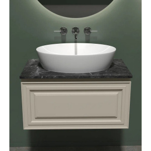 Тумба с раковиной Sancos Very 80 см, beige soft, столешница черный мрамор, раковина CN5018