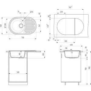 Купить Мойка кухонная Ulgran U-107 -328 бежевая в Москве с доставкой Мойка кухонная Ulgran U-107 -328 бежевая