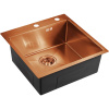 Комплект Мойка кухонная Domaci Равенна PVD DMB-117A медь, 50х50 см, квадратная, встраиваемая, российская + Смеситель DCB 3003N медь + Дозатор 401 медь