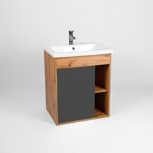 Тумба с раковиной VIANT Бостон 70 подвесная, дуб вотан, графит