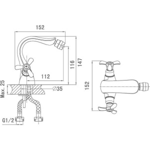 Смеситель для биде D&K Documenta Hessen DA1212201