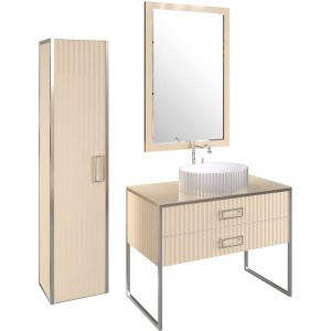 Шкаф-пенал Armadi Art Monaco подвесной, капучино глянец, хром