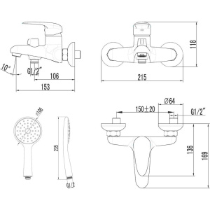 Смеситель для ванны с душем Lemark Pramen LM3314C