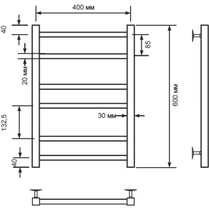 Полотенцесушитель водяной Comfysan Pioli-K W-6 60х40 черный матовый