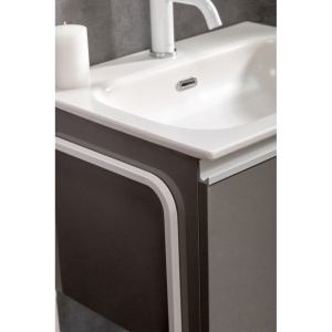 Купить Тумба с раковиной Armadi Art Vallessi 60 антрацит глянец в Москве с доставкой Тумба с раковиной Armadi Art Vallessi 60 антрацит глянец