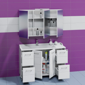 Купить Мебель для ванной СаНта Омега Люкс 120 напольная белая в Москве с доставкой Мебель для ванной СаНта Омега Люкс 120 напольная белая