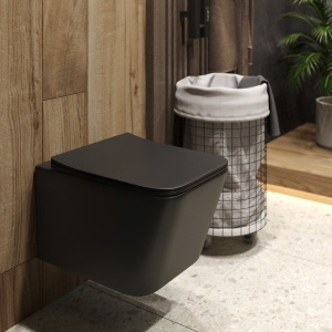 Унитаз подвесной BOND Cube F04-108 безободковый, с микролифтом, черный