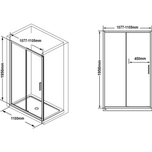 Душевая дверь в нишу Ravak Blix Slim BLSDP2-110 профиль черный