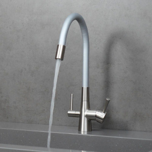 Смеситель для кухни Lemark Comfort LM3075BN-Silver с гибким изливом, никель, серебристый