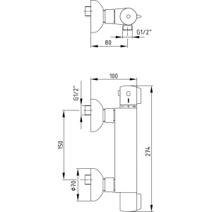 Термостатический смеситель E.C.A. Thermostatic 102102341EX для душа
