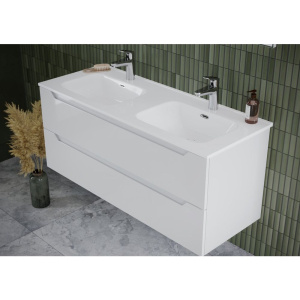 Тумба с раковиной Sancos Norma 2.0 двойная 120 см, белый глянец