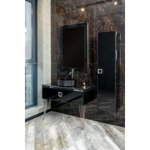 Мебель для ванной Armadi Art Lucido 100 черная глянцевая, раковина 817-B, ножки хром