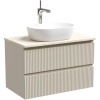 Тумба с раковиной Sancos Snob R 80 см, beige soft, столешница бежевая, раковина CN5010