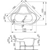 Акриловая ванна Vagnerplast Iris 145x145 см, угловая, с каркасом, четверть круга