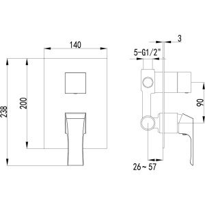 Смеситель для ванны с душем Lemark Unit LM4527C С ВНУТРЕННЕЙ ЧАСТЬЮ