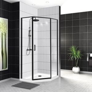 Душевой уголок BelBagno Uno 195 P 1 100 C Nero профиль черный, стекло прозрачное