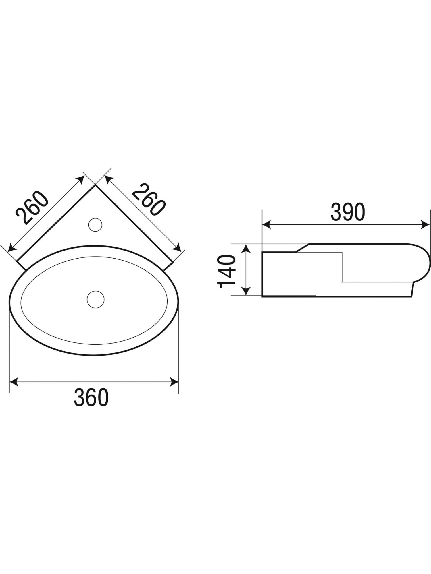 Раковина подвесная 390х365х130 WeltWasser AISBACH 5010 (10000003871)