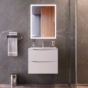 Тумба с раковиной BOND Cube 60 подвесная, белая глянцевая