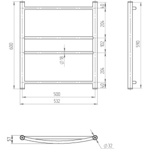 Купить Полотенцесушитель водяной ТЕВОНА Ампела 60х50 в Москве с доставкой Полотенцесушитель водяной ТЕВОНА Ампела 60х50