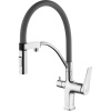 Смеситель для кухни Lemark Comfort LM3074C-Gray с гибким изливом, хром, серый