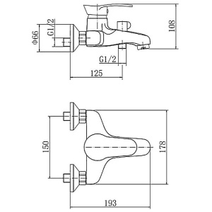 Смеситель для ванны с душем Fashun A3201 хром