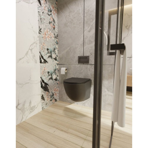 Унитаз подвесной AQUAme AQM2002MB безободковый, с микролифтом, черный матовый