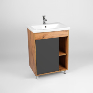 Тумба с раковиной VIANT Бостон 70 напольная, дуб вотан, графит