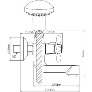 Смеситель для ванны с душем BOOU Ba5318 BA5318-2-B702
