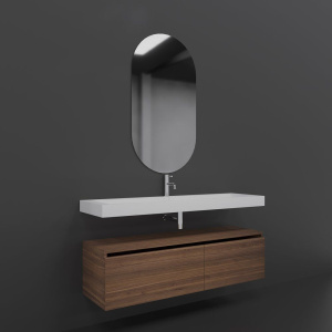 Мебель для ванной Armadi Art Flat 140 подвесная, dark oak, 2 тумбы 60 и 80