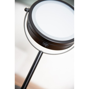Косметическое зеркало Ridder Daisy О3111010 с подсветкой, двухстороннее, поворотное, черное матовое