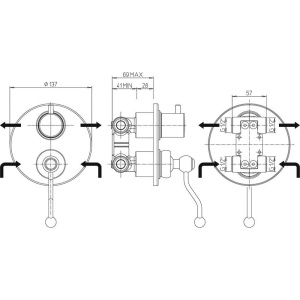 Смеситель для душа Paini Duomo 88CR6911 С ВНУТРЕННЕЙ ЧАСТЬЮ